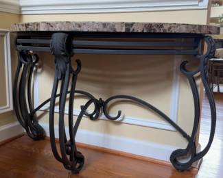 47”x17”x28” Ornate Wrought Iron Console Table