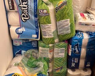 Many unopened paper products for sale