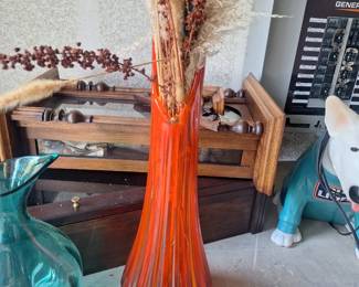 Tall orange vase 25