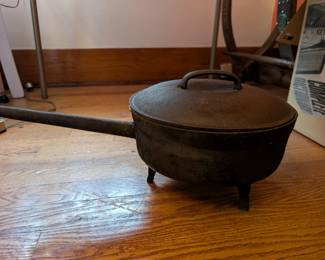 Antique 19th Century Footed Cast Iron Spider Skillet with Lid