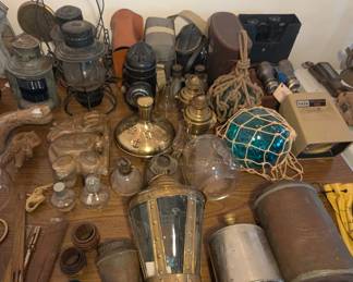 Large collection of vintage naticual lamps & latterns