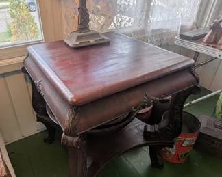 Antique table with desk light