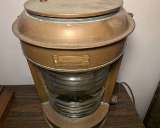Vintage Copper Masthead Ship's Lantern with Fresnel Lens