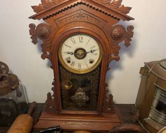 Antique Gilbert 8-day Walnut Gingerbread Mantel Clock