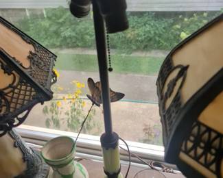 Vintage Art Deco Style Jadite Green Glass Table Lamp