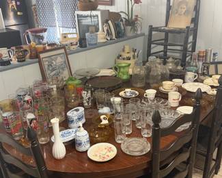 Vintage Beer glasses & deviled egg glass