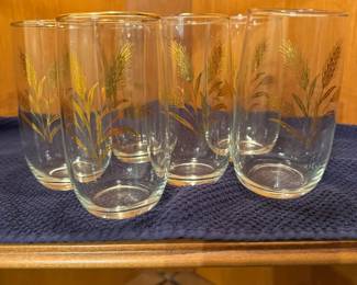 Set of Vintage Golden Wheat glasses