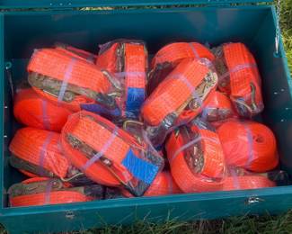 CRATE OF RATCHET STRAPS