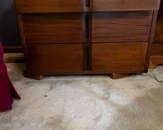 Mid century modern wooden 6 drawer dresser.