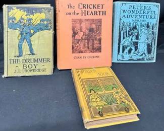 UM214Vintage Antique Childrens Fiction Books, Dickens, Trowbridge, Murphy 1800s, 1900s