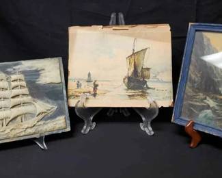UM124vintage Dante Incolay Jewelry Box Lid And More