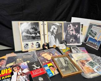 UM204Vintage Elvis Presley Collection Scrapbook, Magazines, Pins, Photos And More