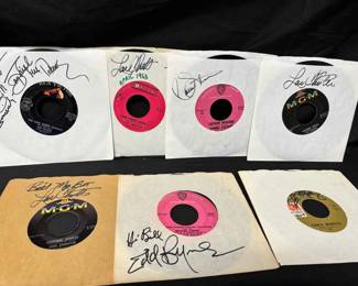 UM205Vintage 1960s Autographed 45 RPM Vinyl Record Lot Lou Christie, The Tokens, And More