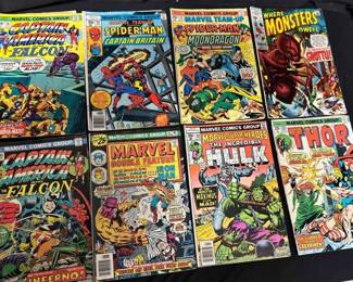 UM244Vintage 1970s Marvel Comics Captain America, Thor, Spiderman, And More