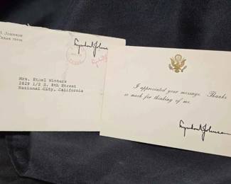 UM109Lyndon B Johnson Thank you card, signed