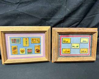 UM262Framed Vintage USPS Stamps 1980s Love Series And 1987 Locomotives