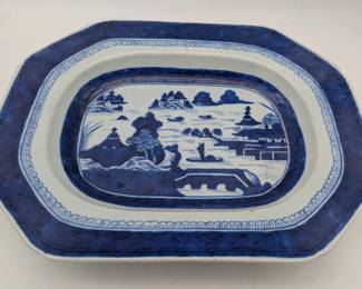 Antique Chinese 14" serving platter 2 1/2" deep