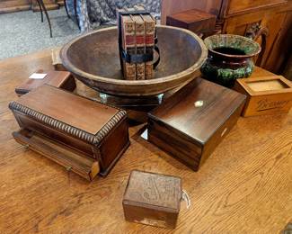 Wooden boxes of all types! Vintage wooden bowl