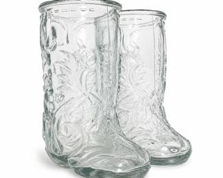 Cute little glass cowboy boot vases