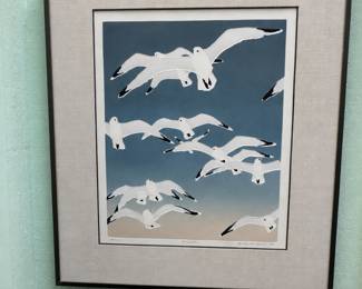framed limited-edition print titled "Flight I" (1978) by the American printmaker and artist Ricki McNeill