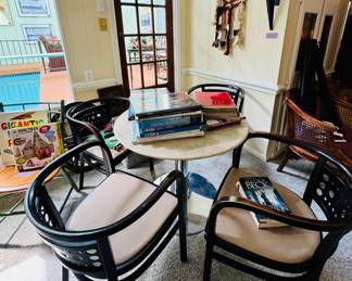 Books on marble tables