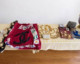 Vintage Chanel, Oscar de la Renta among scarves, Judith Leiber belts & purses