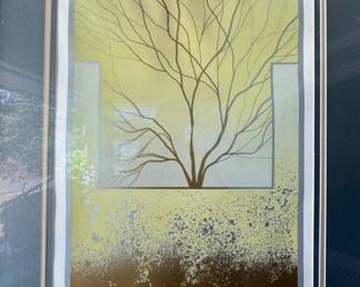 a limited-edition framed fine art serigraph print titled "Oak Brush II" by the late American artist Jim Boutwell