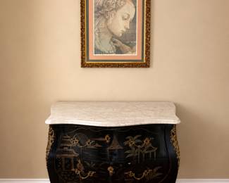 Louis XV Style Chinoiserie Bronze Mounted Marble Top Commode