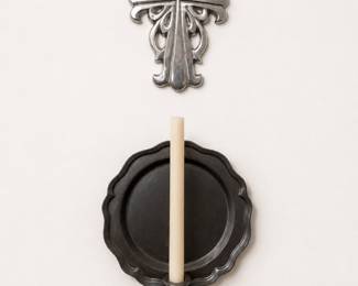 Cross over Colonial Williamsburg Style Primitive Pewter Candle Wall Sconce Reflector
