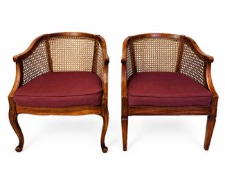 Pair of Regency Cane Barrell Back Lounge Chairs: Very Elegant