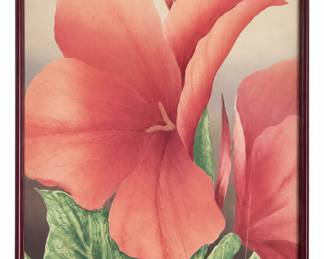 Nancy Denison "Rudy's Canna" Hand Signed Serigraph Fine Art 1987 floral