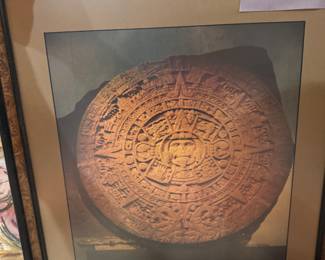 print art depicting the famous Aztec Sun Stone