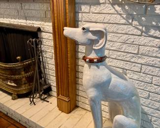 large vintage white porcelain greyhound perfectly styled as mid-century Italian home decor!