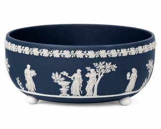 wedgwood portland blue three footed sacrifice bowl signed wedgwood