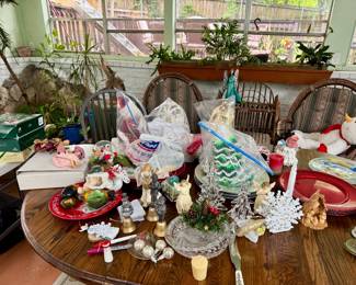 Boxes of vintage Christmas and Easter