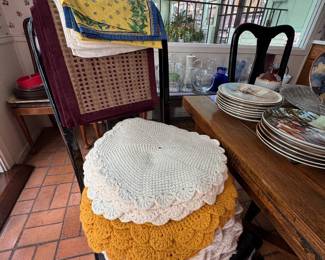 Hand knitted placemats and trivets