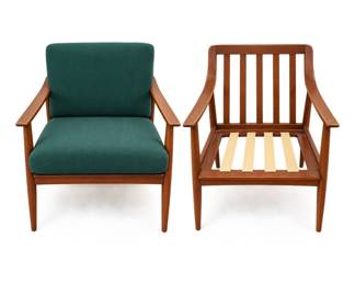 Pair of mid-century modern lounge chair manufactured by the Tell City Chair Company. Design & History Tell City Chair Company is most widely recognized after they introduced this highly sought-after line of Danish Modern-inspired furniture
