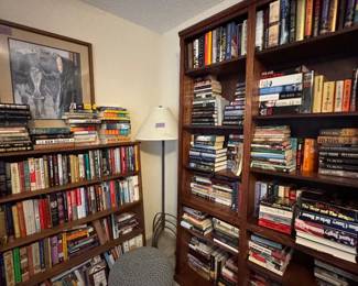 Books on bookcases in bedrooms
