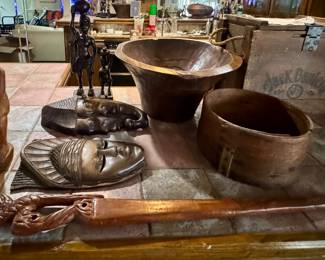 Several hand carved wood pieces