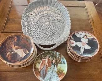 Vintage 1989 Arthur Court Turkey Platter Large Footed Aluminum Serving Tray