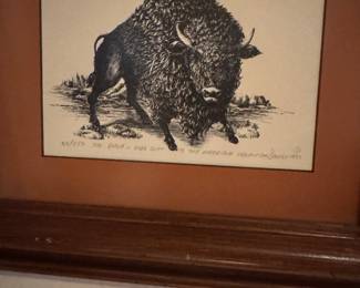 limited-edition pen and ink art print titled The Bison “GODS GIFT TO THE AMERICAN INDIAN"