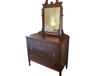 Vtg Wooden Dresser with Mirror