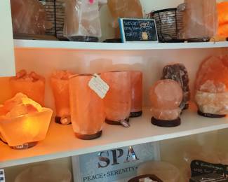 Himalayan salt bowls, Himalayan salt bricks, Himalayan salt lamps!