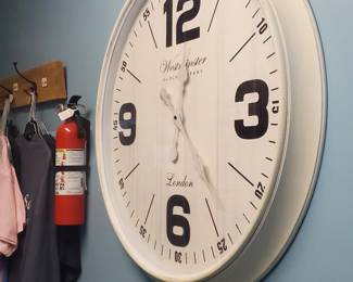 Clock fire extinguisher, coat wall rack
