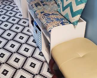 Stools benches pillows bins