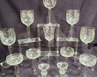 CUT GLASS STEMWARE WINE GLASSES