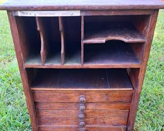 RARE ANTIQUE MT AIRY POST OFFICE OAK MAILBOX CASE