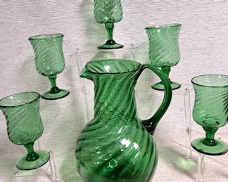 ART GLASS PITCHER * GLASSES