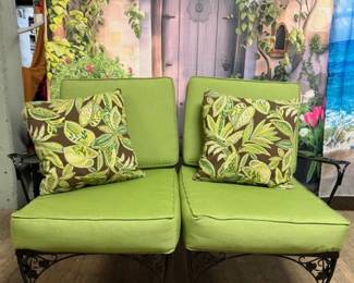 wrought iron loveseat w cushions