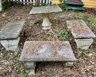 Amazing Antique Cement Table and Chairs 